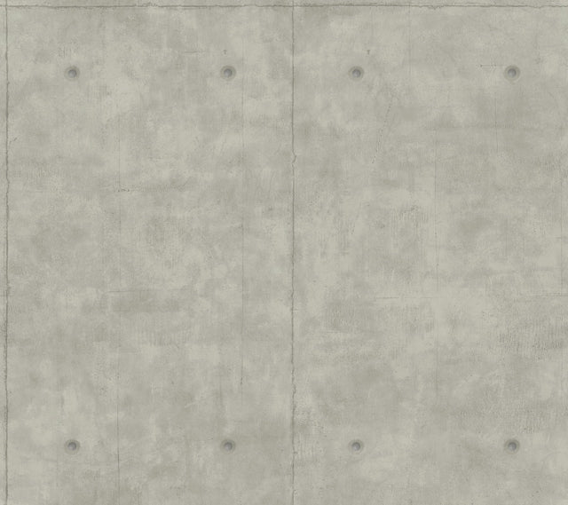 Concrete Mid Grey Wallpaper with Industrial Concrete Block Panel Motif - York MH1552