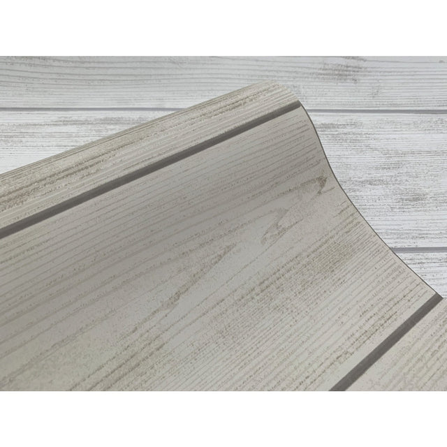 Shiplap Grey & Off White Wallpaper with Weathered Wood Plank Motif - York MH1559