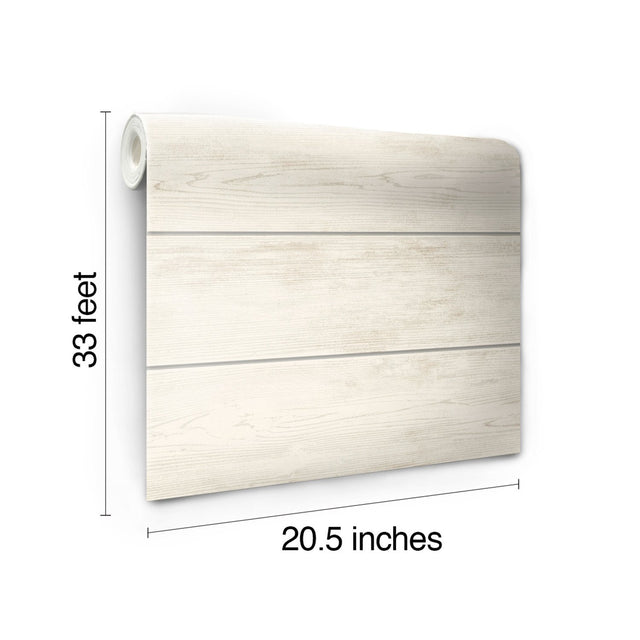Shiplap Grey & Off White Wallpaper with Weathered Wood Plank Motif - York MH1559