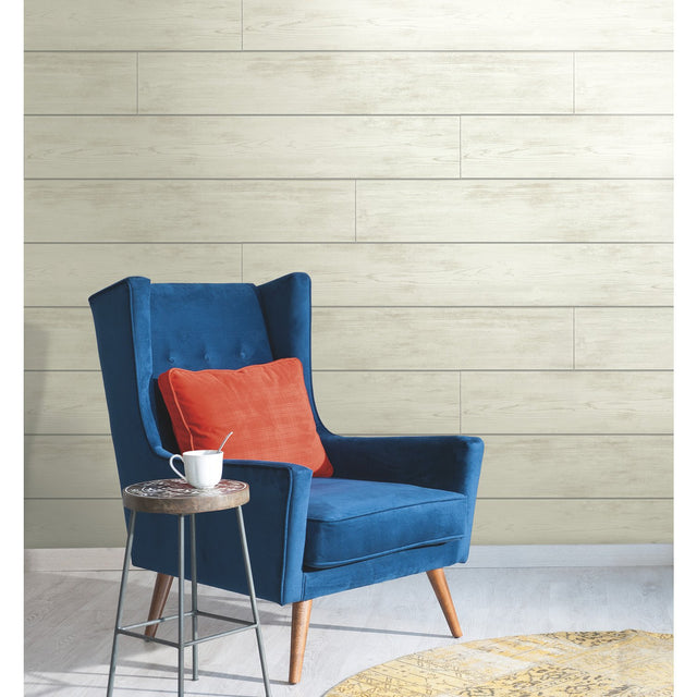 Shiplap Grey & Off White Wallpaper with Weathered Wood Plank Motif - York MH1559
