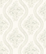 Coverlet Floral Grey & Off White Wallpaper with Tatting Lace Ogee - York MH1595