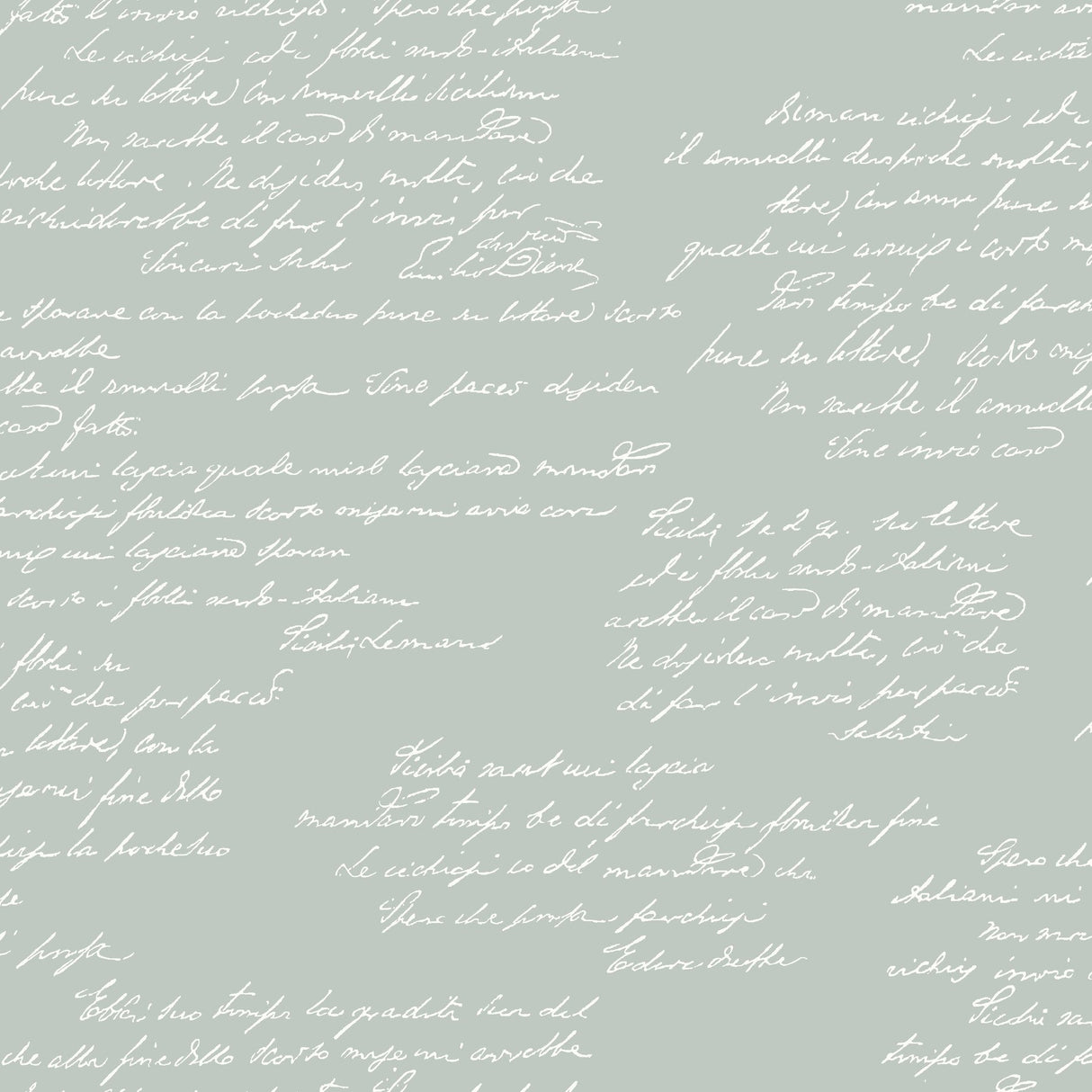 Noteworthy Green & White Wallpaper with Cursive Script Pattern Prepasted Sure Strip - York MH1609