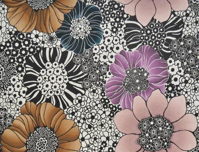 Anemones Black Vinyl Non Woven Wallpaper with Floral Drop Match - York MI10001