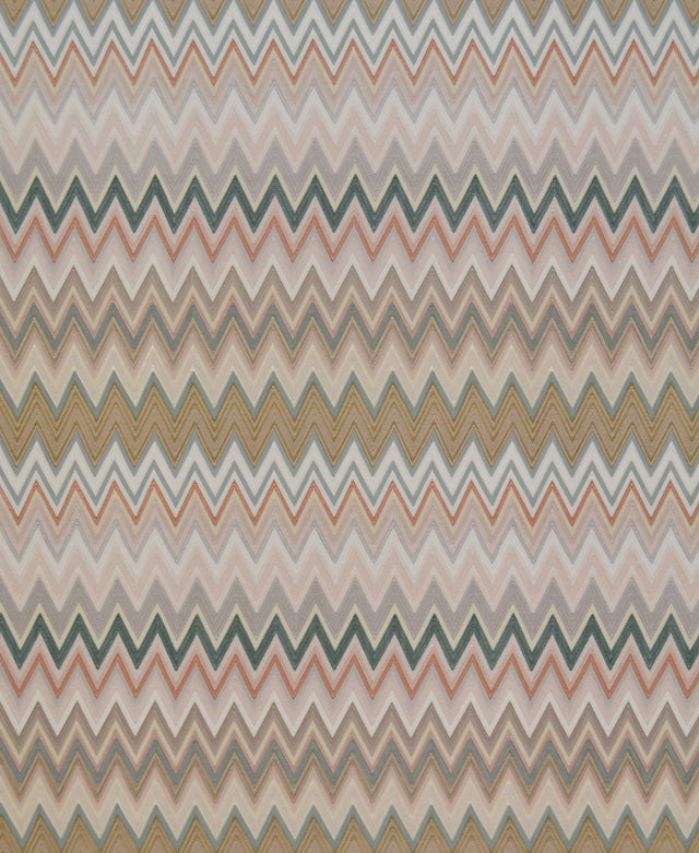 Zig Zag Multicolore Green Wallpaper with Metallic Zigzag Pattern - York MI10065
