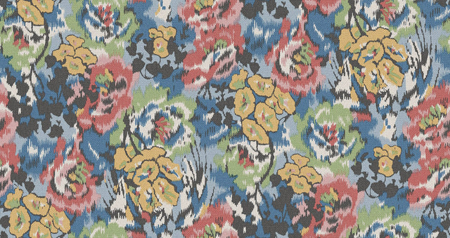 Flower Pot Blue Wallpaper with Painterly Floral Motif - York MI10300