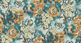 Flower Pot Teal & Orange Wallpaper with Painterly Floral Pattern - MI10301