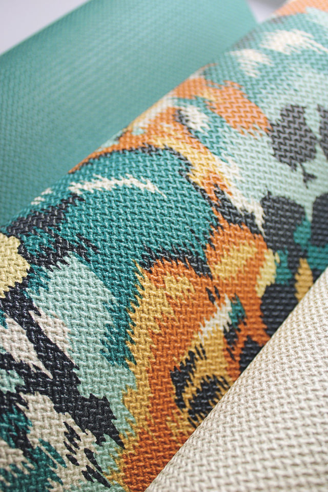 Flower Pot Teal & Orange Wallpaper with Painterly Floral Pattern - MI10301