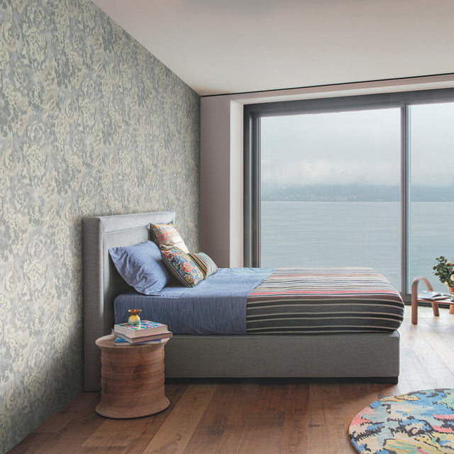 Flower Pot Grey Wallpaper with Painterly Floral Pattern - Missoni MI10303