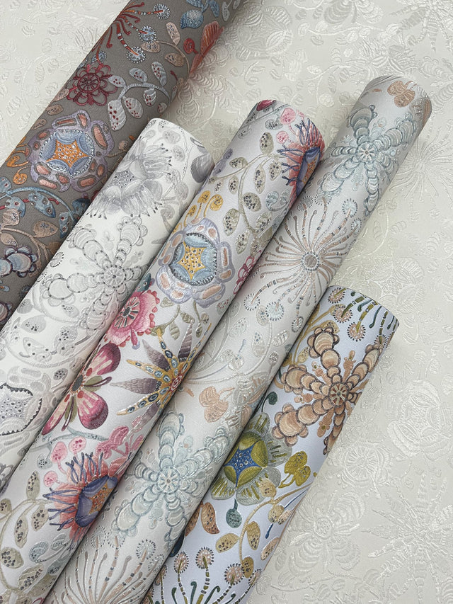 Magic Garden Black Wallpaper with Floral Botanical Motif - York MI10310