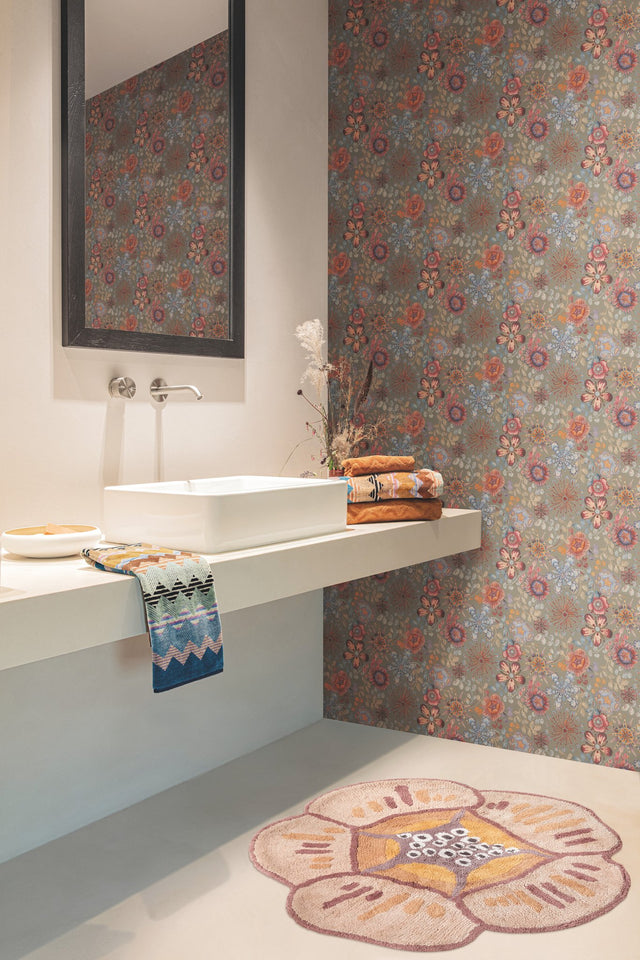 Magic Garden Black Wallpaper with Floral Botanical Motif - York MI10310