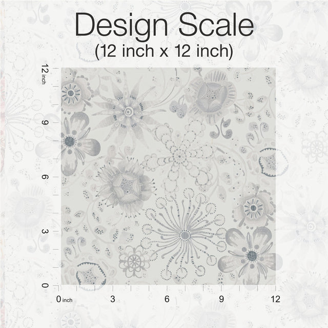 Magic Garden Grey Wallpaper with Floral Botanical Motif - York MI10311
