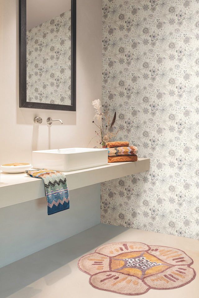 Magic Garden Grey Wallpaper with Floral Botanical Motif - York MI10311