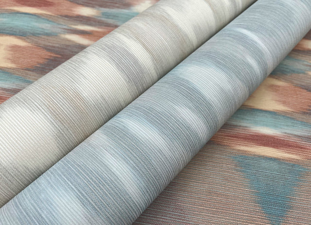 Sunrise Flame Beige Wallpaper with Geometric Blanket-Weave Motif - York MI10320