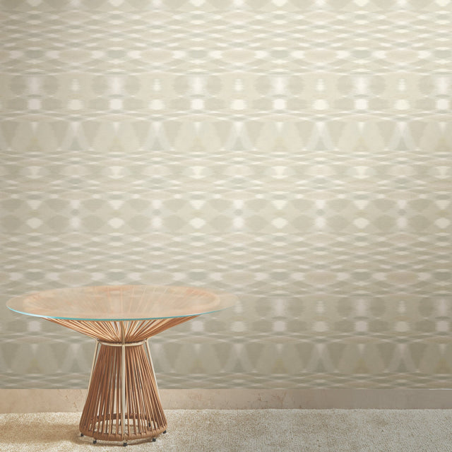 Sunrise Flame Beige Wallpaper with Geometric Blanket-Weave Motif - York MI10320