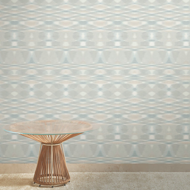 Sunrise Flame Light Blue Wallpaper with Geometric Blanket-Weave Motif - Missoni MI10321