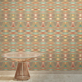 Sunrise Flame Brown Wallpaper with Geometric Blanket-Weave Motif - York MI10322