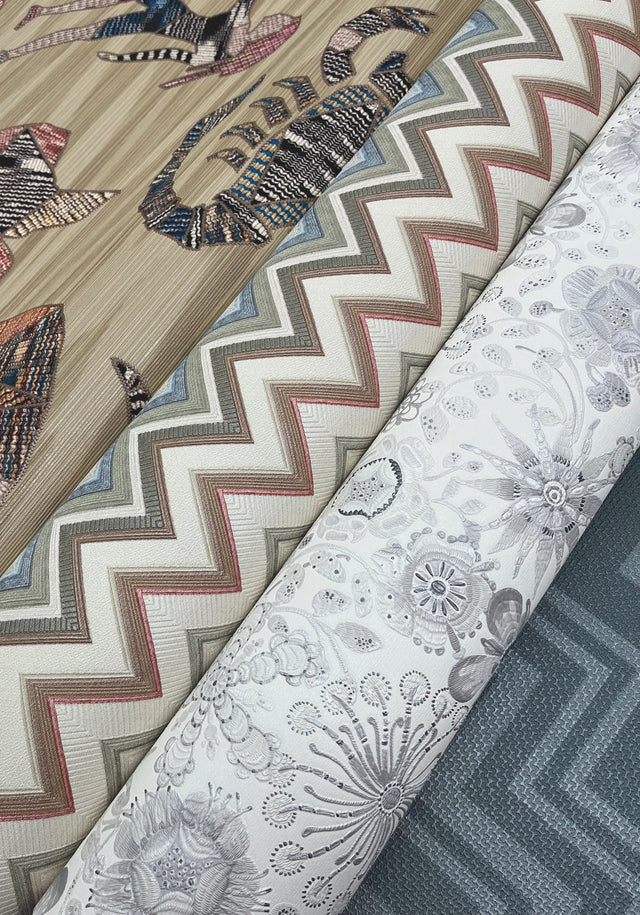 Happy Zigzag Orange Wallpaper with Chevron Geometric Pattern - Missoni MI10330