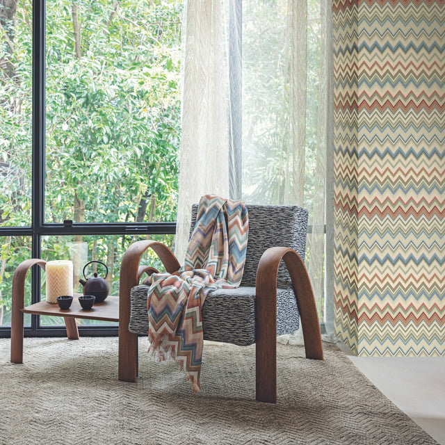 Happy Zigzag Orange Wallpaper with Chevron Geometric Pattern - Missoni MI10330
