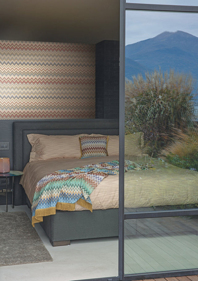 Happy Zigzag Orange Wallpaper with Chevron Geometric Pattern - Missoni MI10330