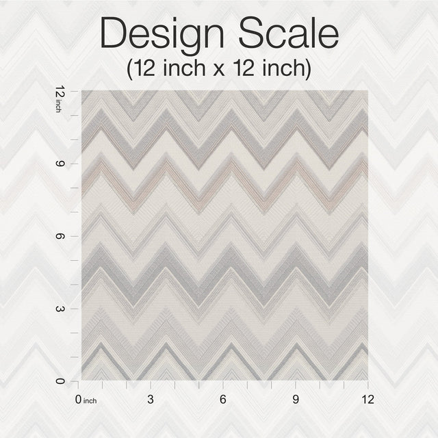 Happy Zigzag Grey Wallpaper with Geometric Chevron Pattern - York MI10331