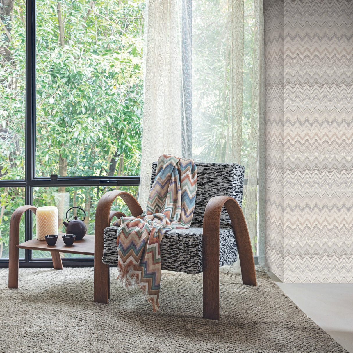 Happy Zigzag Grey Wallpaper with Geometric Chevron Pattern - York MI10331