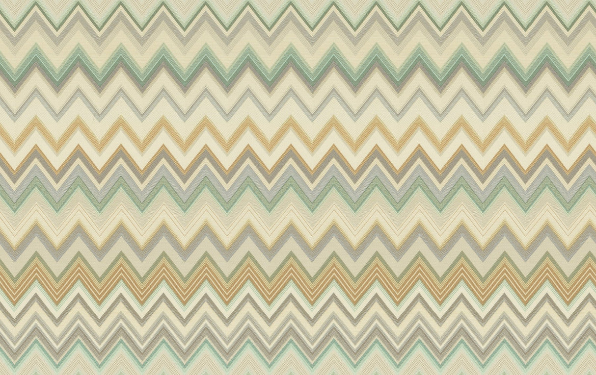 Happy Zigzag Green Wallpaper with Chevron Geometric Pattern, Unpasted Non Woven Mylar - York MI10333