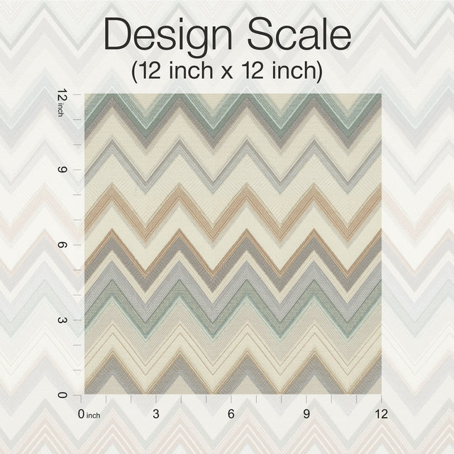 Happy Zigzag Green Wallpaper with Chevron Geometric Pattern, Unpasted Non Woven Mylar - York MI10333