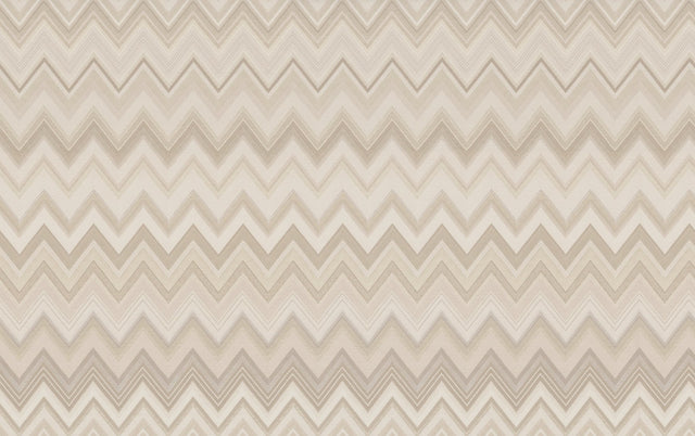 Happy Zigzag Neutral Wallpaper with Geometric Chevron Pattern, Paste-the-Wall Nonwoven Vinyl/Mylar - Missoni MI10334