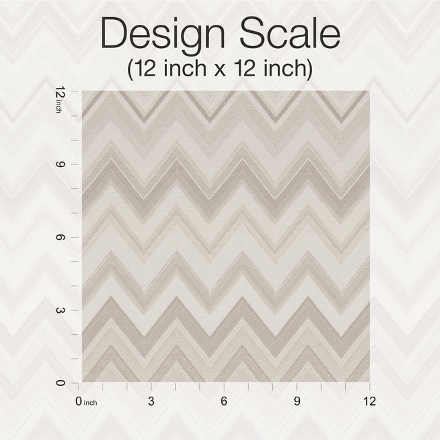 Happy Zigzag Neutral Wallpaper with Geometric Chevron Pattern, Paste-the-Wall Nonwoven Vinyl/Mylar - Missoni MI10334