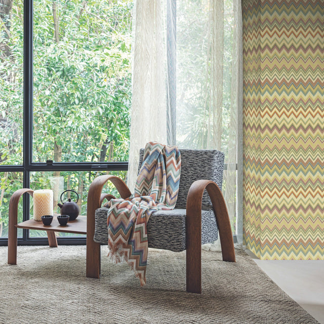 Happy Zigzag Gold Wallpaper with Geometric Chevron Pattern - York MI10336