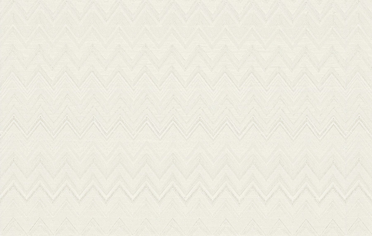 Happy Zigzag Cream Wallpaper with Geometric Chevron Pattern - York MI10337