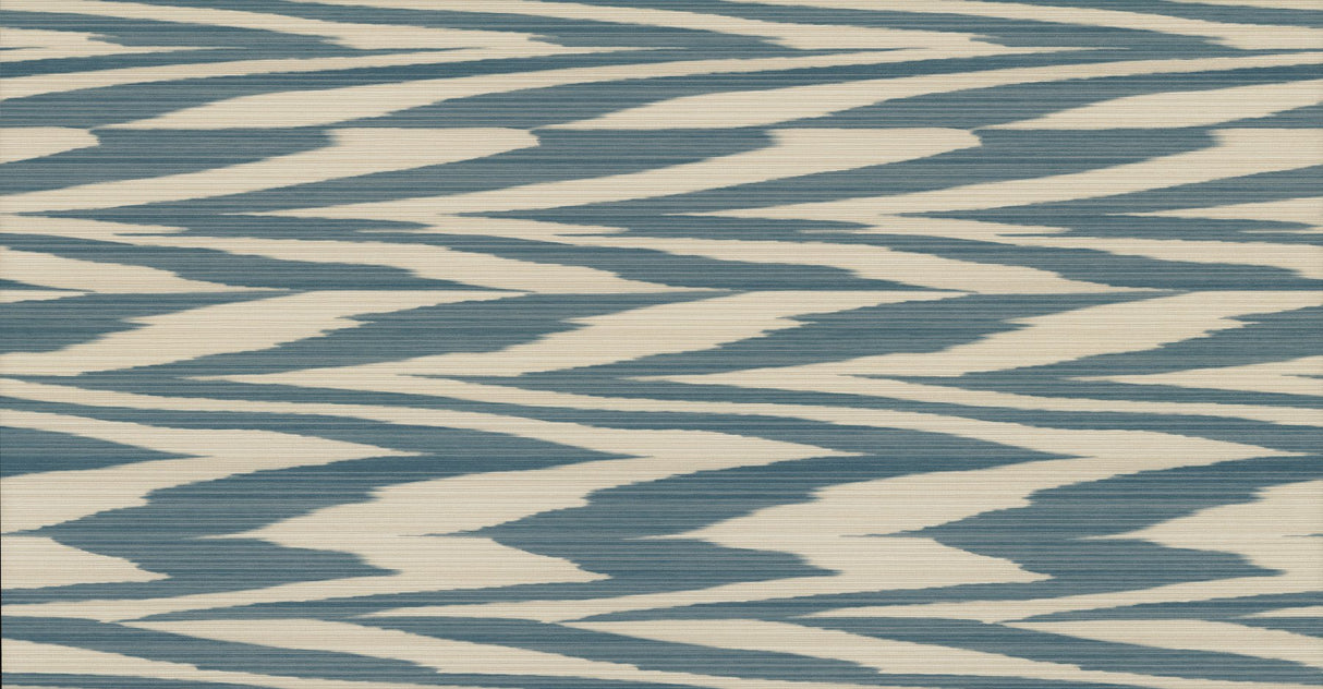 Flamed Zigzag Blue & Cream Wallpaper with Geometric Flame Stitch Motif - Missoni MI10340