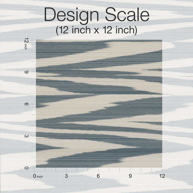 Flamed Zigzag Blue & Cream Wallpaper with Geometric Flame Stitch Motif - Missoni MI10340