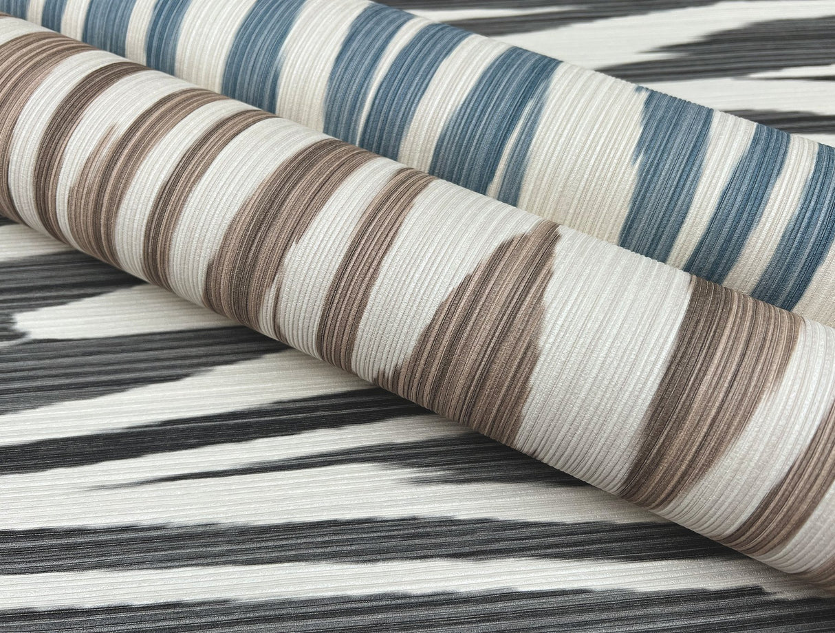 Flamed Zigzag Blue & Cream Wallpaper with Geometric Flame Stitch Motif - Missoni MI10340
