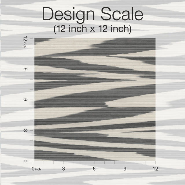 Flamed Zigzag Black & Cream Wallpaper with Geometric Flame Stitch Pattern - York MI10341