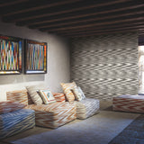 Flamed Zigzag Black & Cream Wallpaper with Geometric Flame Stitch Pattern - York MI10341