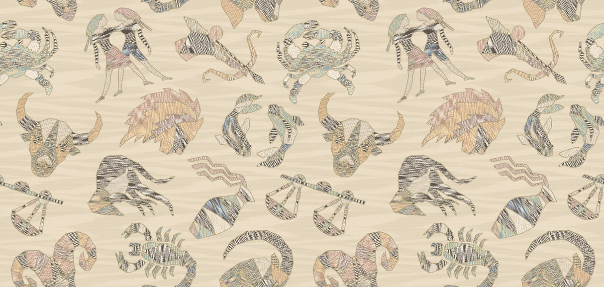 Constellations Cream Wallpaper with Zodiac Knit Motif - Missoni MI10351