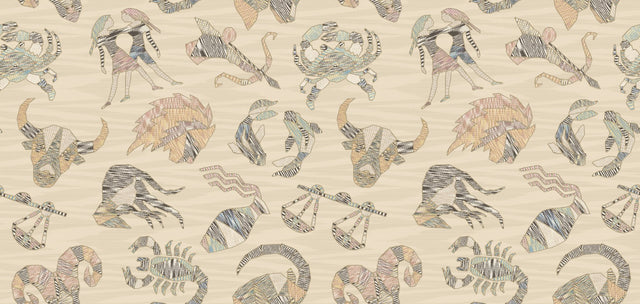 Constellations Cream Wallpaper with Zodiac Knit Motif - Missoni MI10351