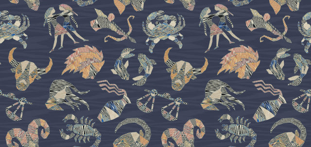 Constellations Blue Wallpaper with Zodiac Knit Motif - York MI10353