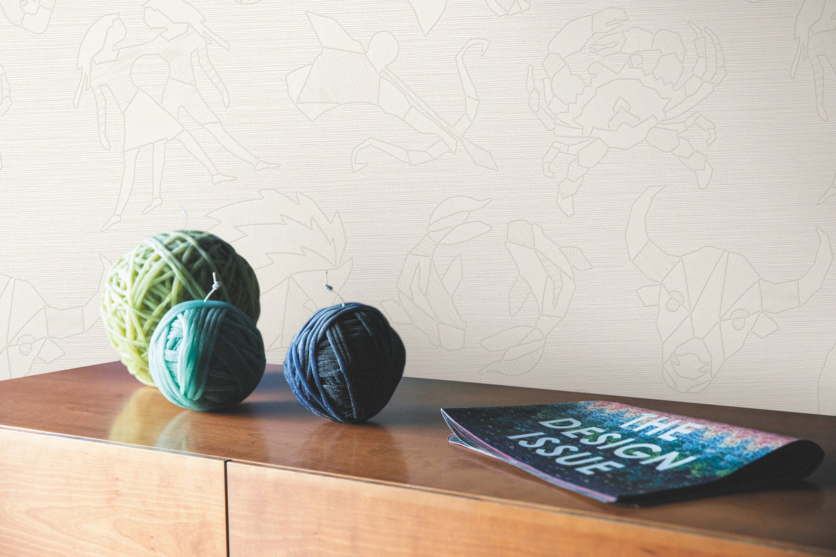 Constellations White Wallpaper with Zodiac Motif - York MI10354