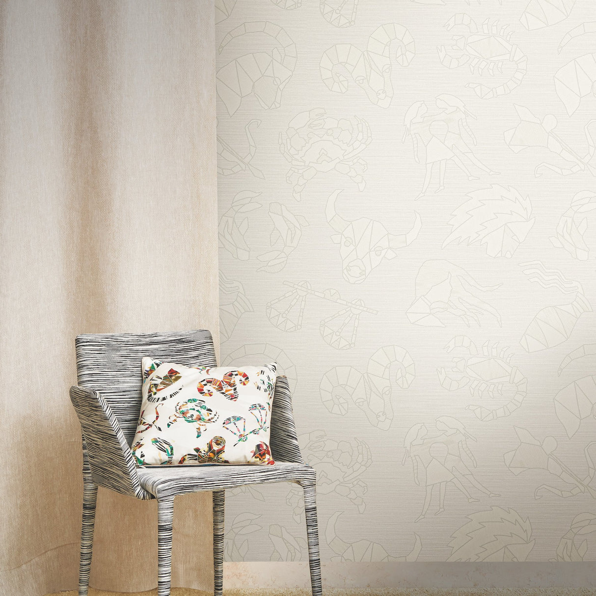 Constellations White Wallpaper with Zodiac Motif - York MI10354