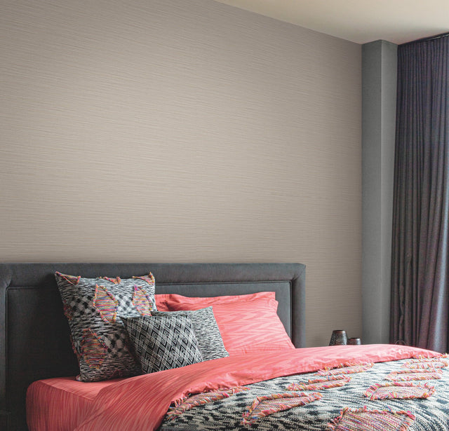 Cannete Grey Textured Faux Grasscloth Wallpaper - York MI10373