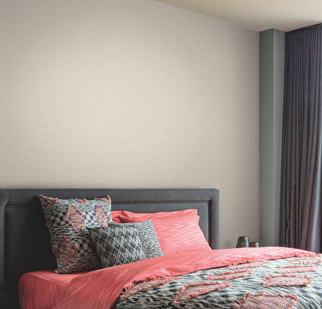 Cannete Tan Wallpaper with Horizontal Textured Faux Grasscloth - York MI10374