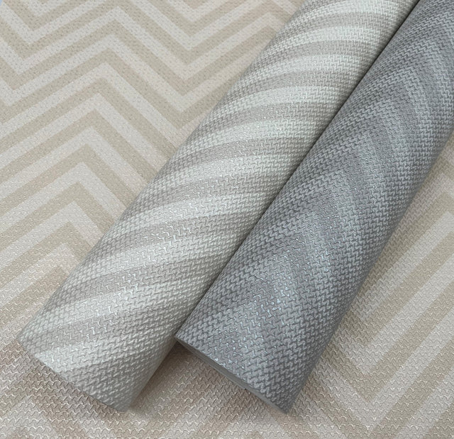 Macro Chevron Taupe & Cream Wallpaper with Geometric Chevron Pattern - York MI10380