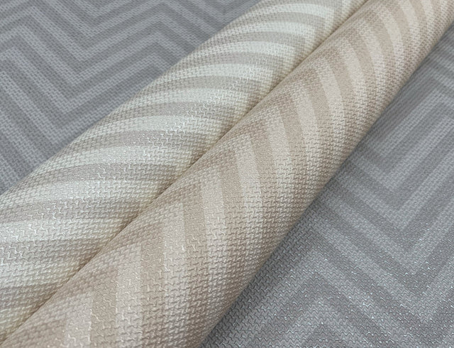 Macro Chevron Beige & Cream Wallpaper with Geometric Zigzag Pattern - York MI10382