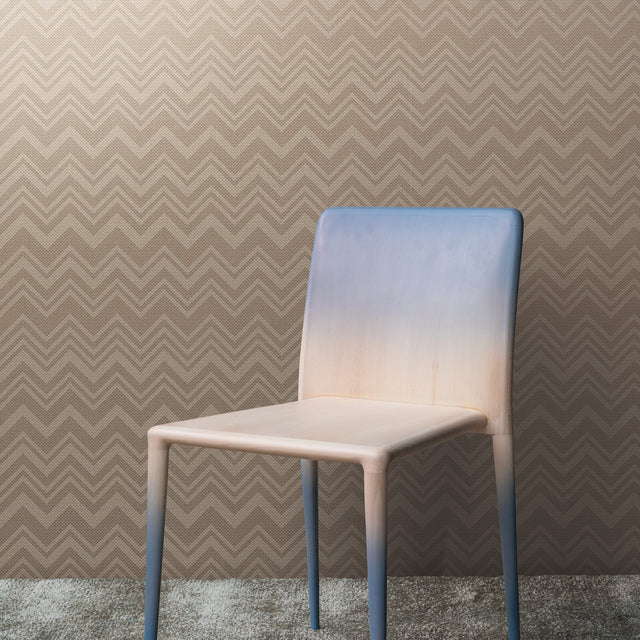 Iconic Shades Taupe Wallpaper with Ombre Chevron Geometric - Missoni MI10390