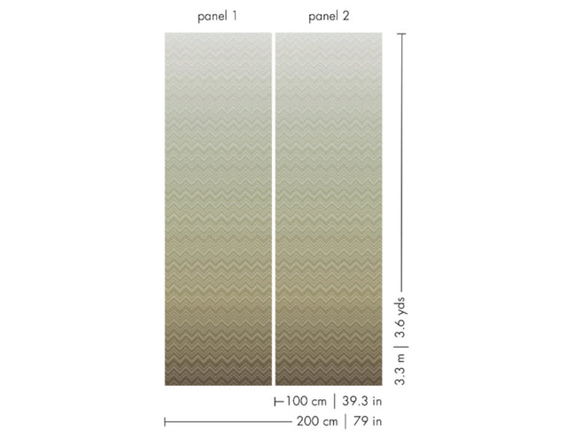 Iconic Shades Green Ombre Chevron Vinyl/Mylar Wallpaper - Missoni MI10392
