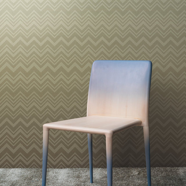 Iconic Shades Green Ombre Chevron Vinyl/Mylar Wallpaper - Missoni MI10392