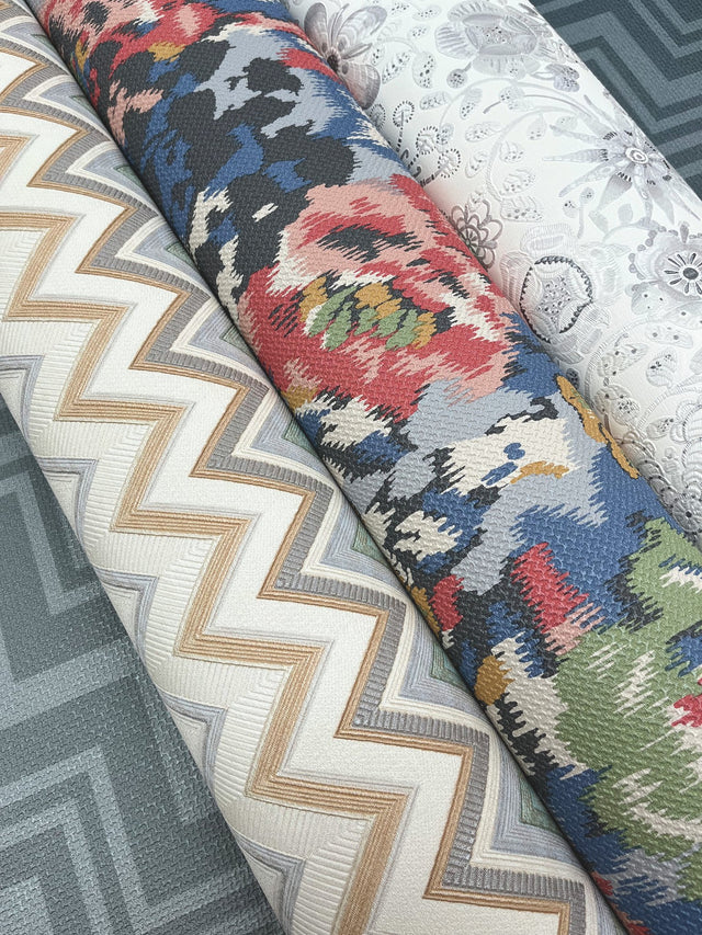 Iconic Shades Blue Wallpaper with Ombre Chevron Geometric - York MI10393