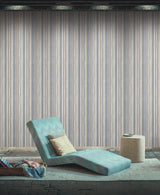 Striped Sunset Glitter Blue & Grey Wallpaper with Variegated Chevron Stripe - York MI10395